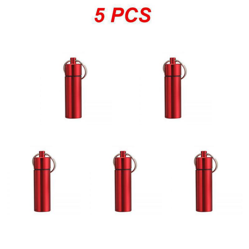 1 ~ 10PCS Aluminium Legierung Tragbare Pille Box Fall Wasserdicht Keychain Hängen Kapsel Flasche Container Reise Notfall
