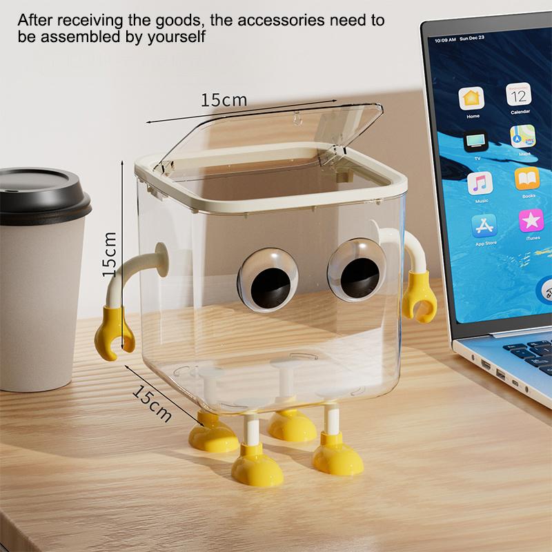 

Милая прозрачная настольная маленькая мусорная корзина для офиса, высококачественная емкость для хранения с крышкой, корзина для макулатуры, студенческий стол, общежитие, контейнер для хранения