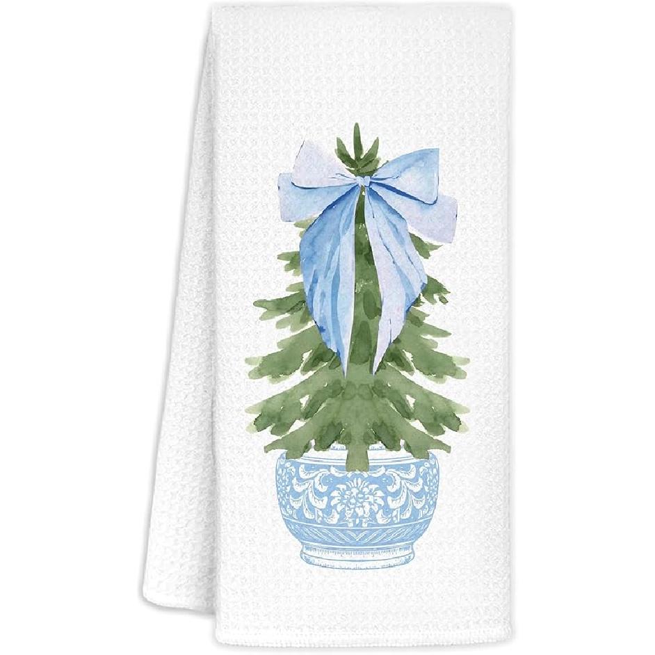 Blue and White Chinoiserie Floral Bird Tea Hand Dish Towels for Kitchen Bathroom, Chinoiserie Decor, Blue Tea Hand Dish Kitchen Towels, 16x24