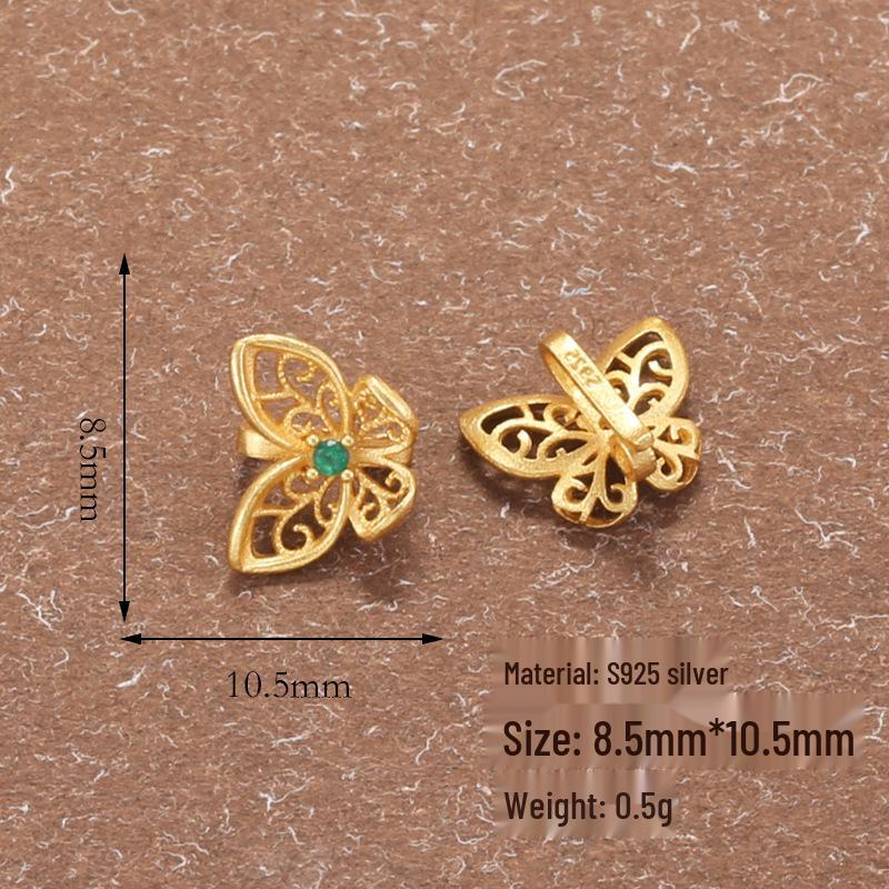 Gold Plated S925 Silver Butterfly Pearl Zircon Clasp DIY Bracelet Connector P24