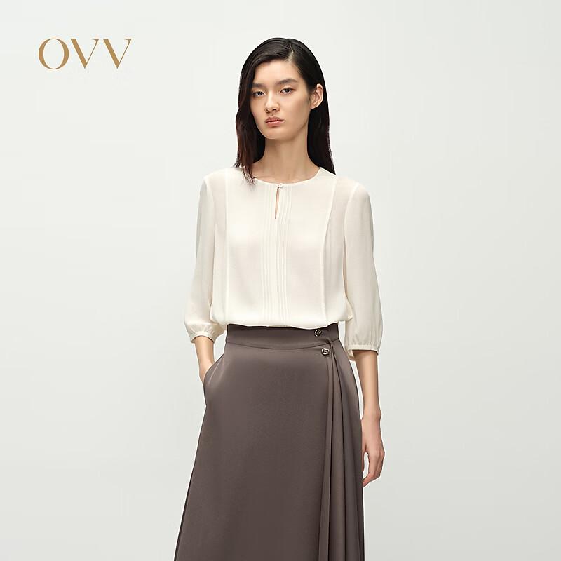 OVV Heavyweight Silk Elegant Round Neck Blouse M
