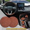 Wood Grain Steering Wheel Cover Car Steering Wheel Covers 14.5-15 Inch With Coasters Microfiber Leather Splicing Breathable Anti-Slip Durable