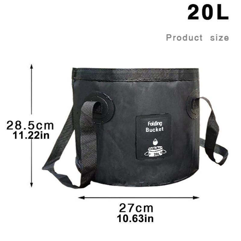 

Ведро складное для кемпинга 20 л контейнер для воды водонепроницаемое герметичное складное круглое ведро из ПВХ с ручками на крышке сумка для рыбалки чёрный