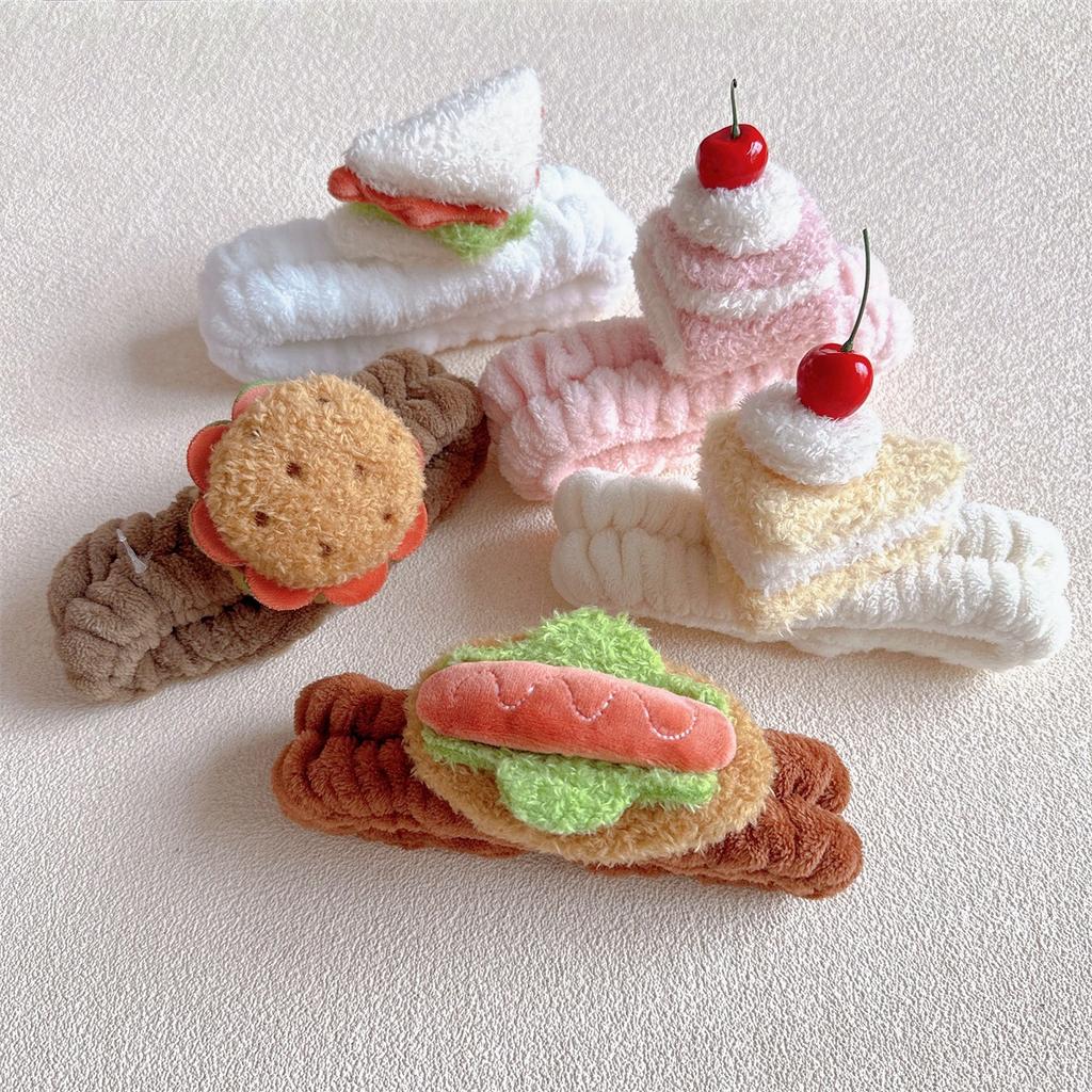 Fun and cute dessert three-dimensional plush cake Swiss curl hair band Women's face band