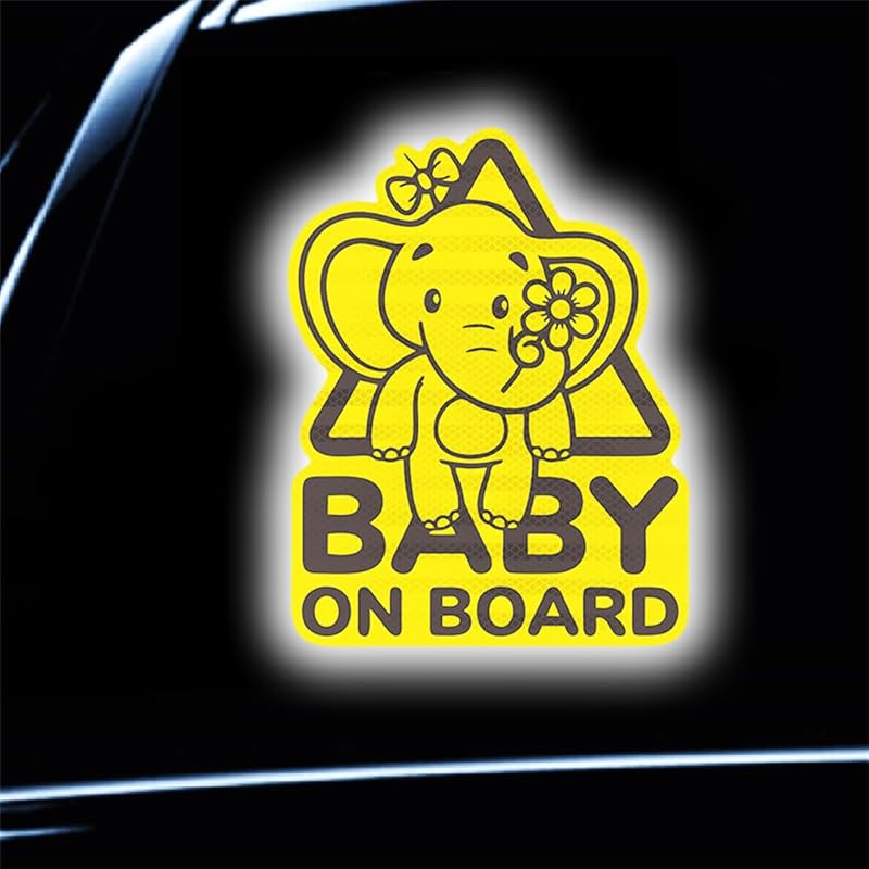 Baby On Board Sticker for Cars- 2Pack Baby In Car High Intensity Reflective Waterproof Vinyl Safety Car Signs for Rear, Side Windows, Bumpers-Baby