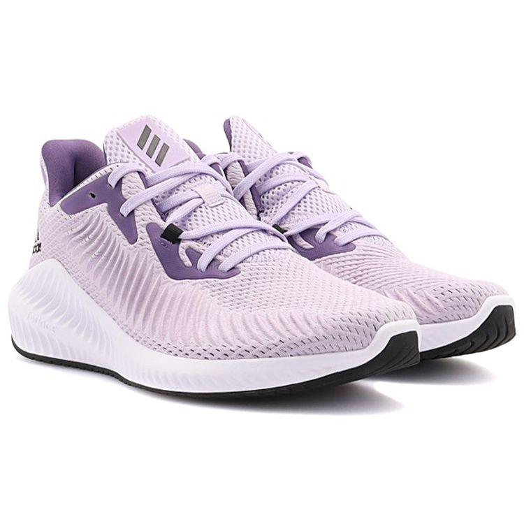 Adidas Alphabounce 3 Sports Fabric Non-Slip Wear-Resistant Low-Top Long Distance Running Shoes Women Sneakers Light-Purple EG1385