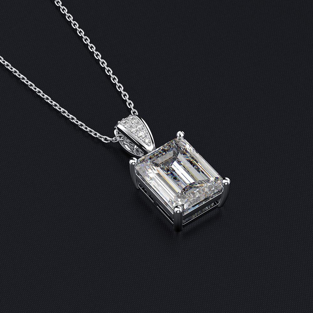 Wong Rain Classic Vintage Sterling Tone Created Moissanite Emerald Gemstone Diamonds Pendant Pendant Necklace Fine JewelryVintage