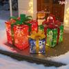 3pcs Lighted Christmas Gift Box Set with Warm LED Lights & Snowy Ribbon Bows  Cordless Holiday Decor (Batteries Not Includ)