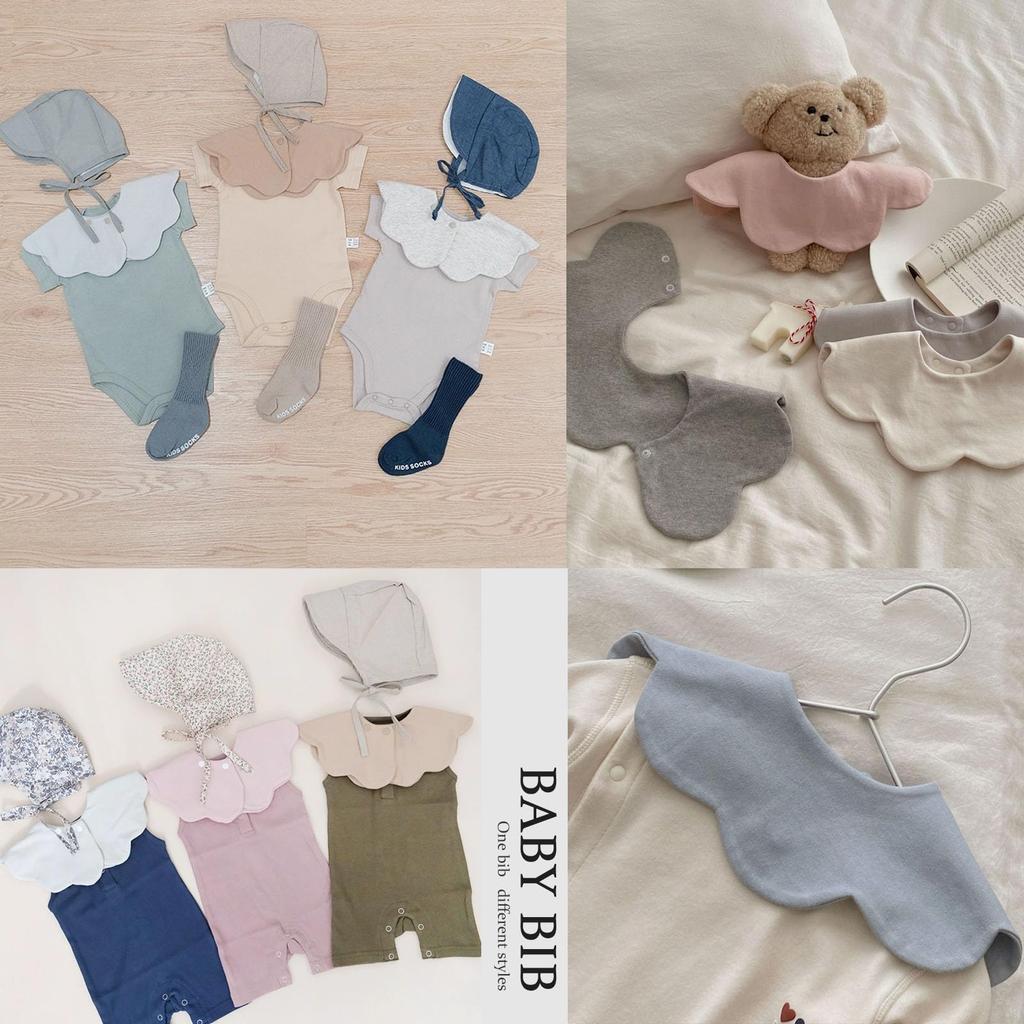 GoUseGo Baby Waterproof Set of Smooth Petal Swivel Korean Solid for Girls and Newborn Baby Baby Shower Gift Bibs, 4, Cotton, Large, Pattern,