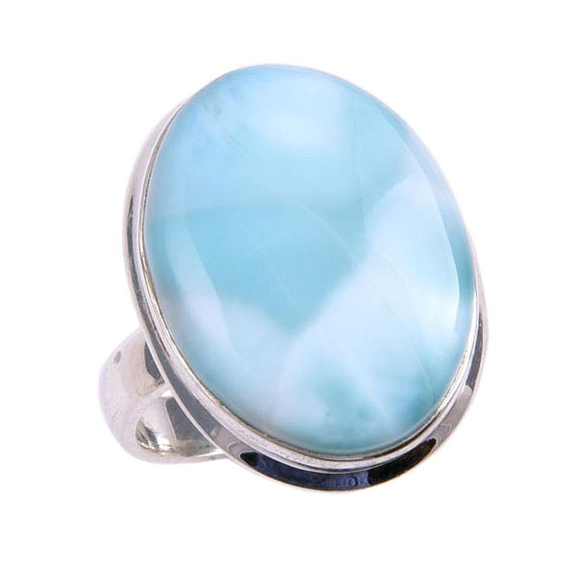 Natural Republic Larimar Gemstone 925 Sterling Silver Jewelry Ring Size 7.5 J8f04