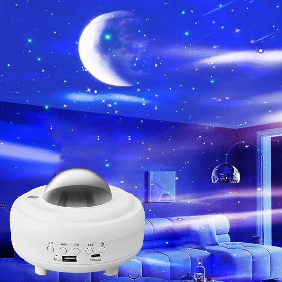 LED Ambient Light Moon Projection with Bluetooth-compatible Speaker, USB Aurora Night Projector Lamp, Lamp for Bedroom Ceiling Decoration