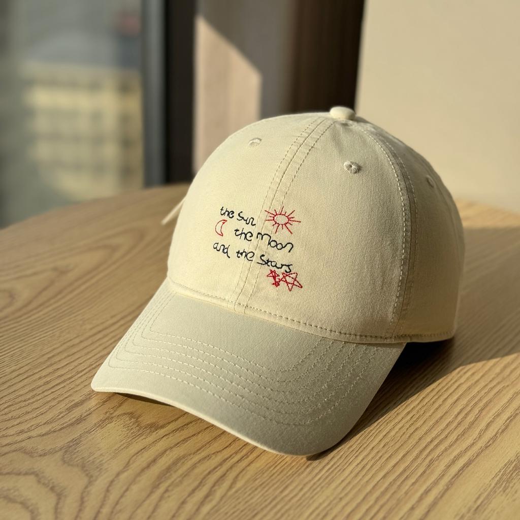 New style cute cartoon embroidered baseball cap for women, fresh and versatile, makes the face look smaller, provides sun protection, soft top