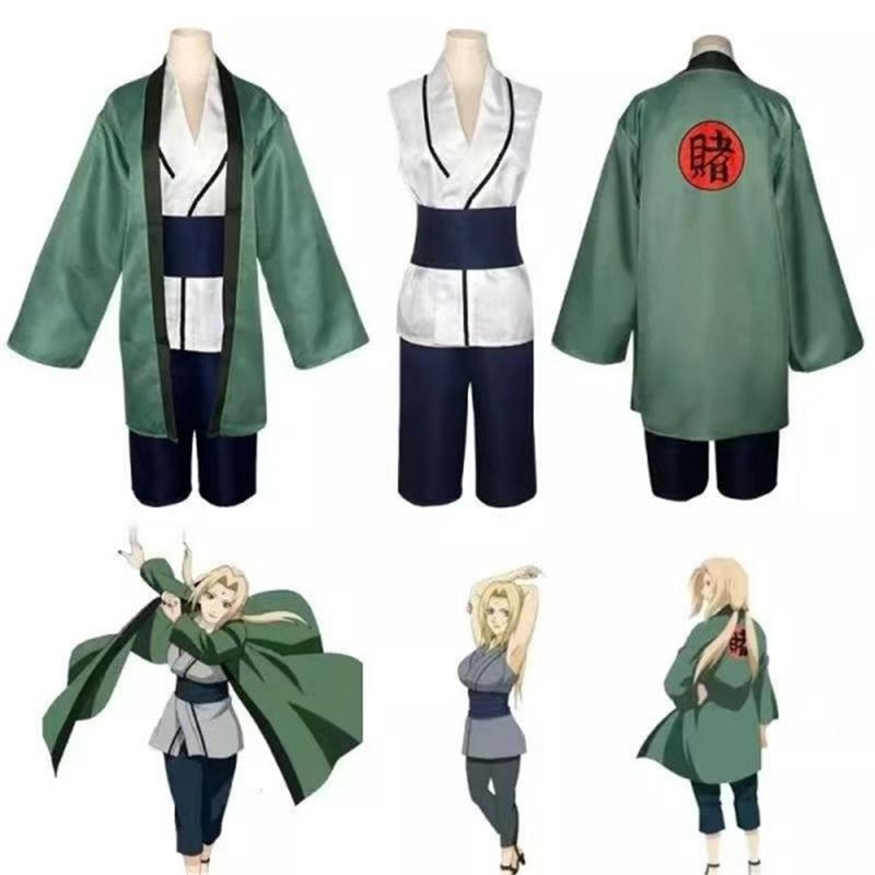 Naruto Shippuden Tsunade Cosplay Uniform, Female Fifth Hokage Konoha Ninja Role Play Costume for Anime Party