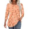 Women's Fashion Casual Vintage Floral Print Round Neck Sevenfold Sleeve T-shirt Top
