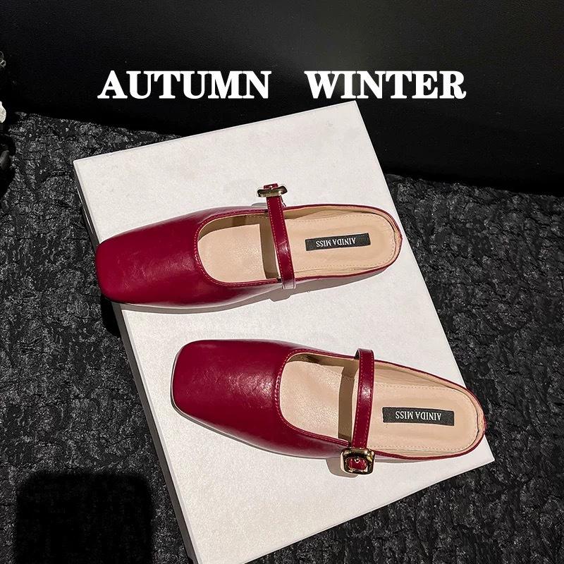 

Французские квадратные туфли-мэри джейн на низком каблуке, пляжные крутые шлепанцы, женские весенние новинки, вечерний бриз, нежное слово с сумкой, швабра для головы 40