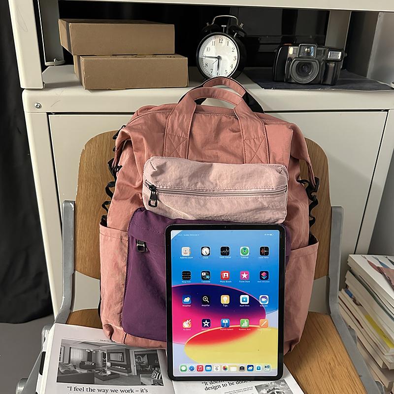 College Style Student Schoolbag Women's Color Block Backpack Computer Backpack