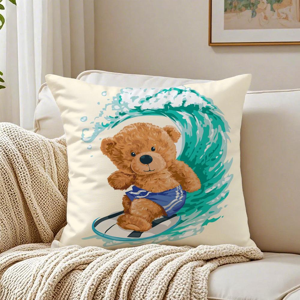 Orso Preppy Americano Moda Carino PPolo Copricuscino Federa Antiacaro Soggiorno Divano Decorazione Cuscino Stanza