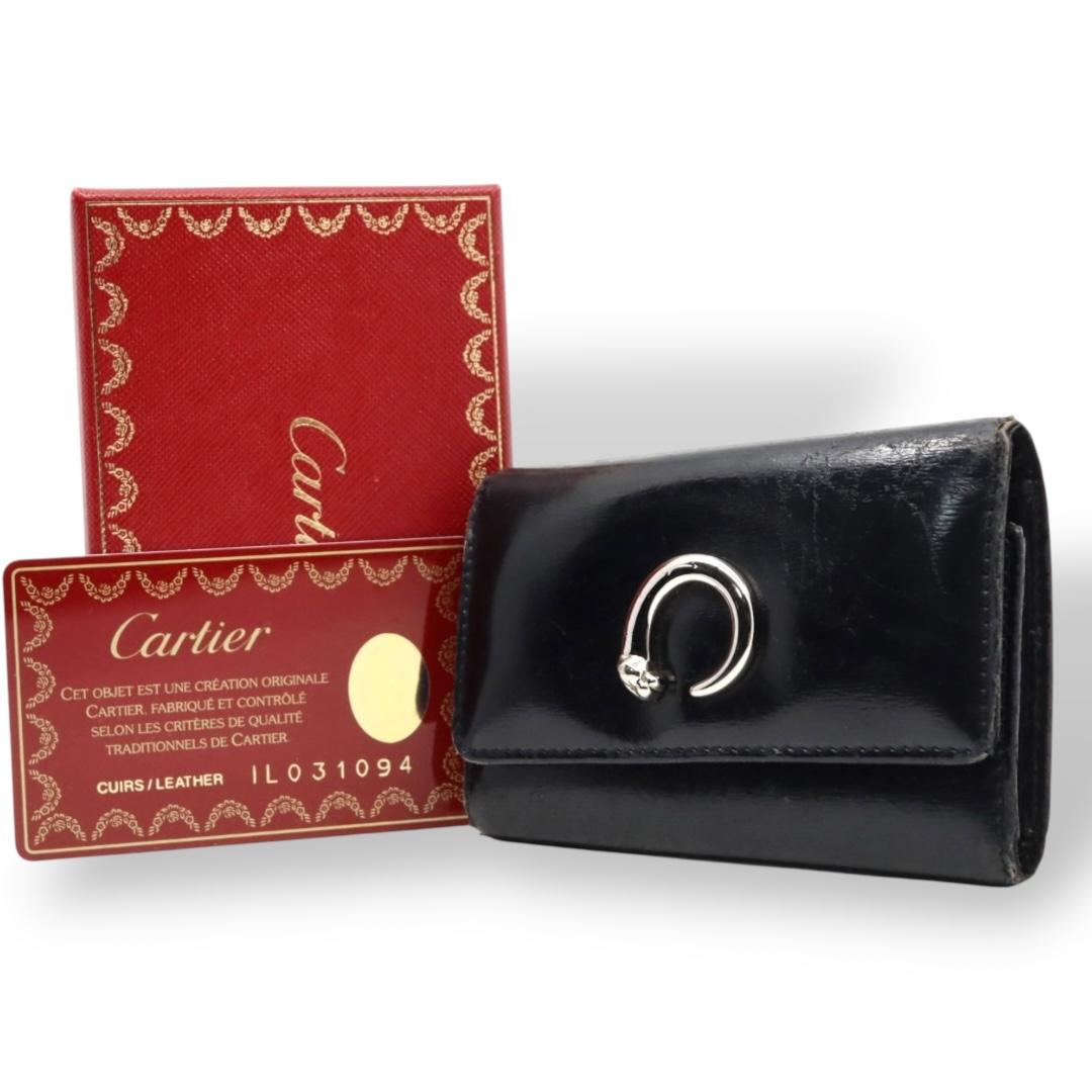 

Used CARTIERKey holder black leather Women
