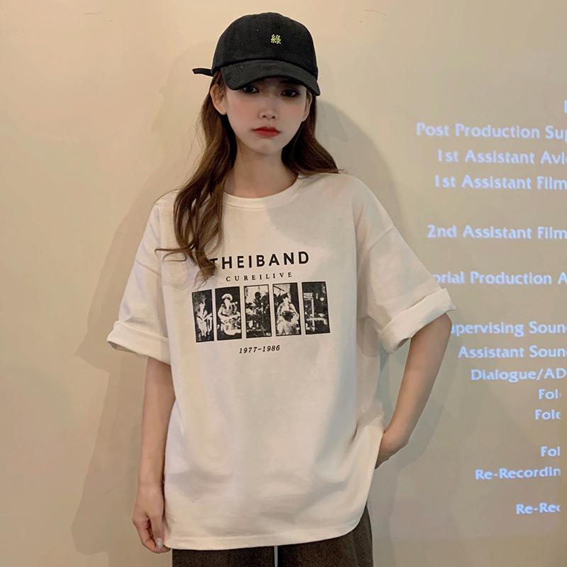 Coreano estate casual t-shirt larga donna streetwear harajuku lettera stampa manica corta t-shirt donna y2k top vestiti vintage