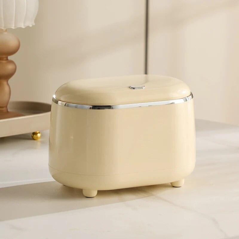 Mini Desktop Trash Can With Lid Light Luxury Plastic Press Type Trash Can For Bathroom Office, Bedroom, Living Room
