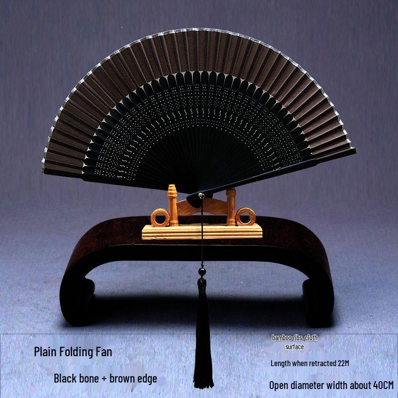 Classic Black Bamboo Folding Fan - Chinese Style Mosquito Repellent for a Cool Summer Breeze