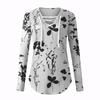 Women's Blouse Fashion Loose Casual Long Sleeved Printed V-Neck T-shirt Top