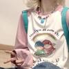T-Shirt Long Sleeves Clothes Women Cute Cartoon Rainbow Print Long Sleeve T-Shirt Y2k Loose Casual Contrast Girls Tee Tops