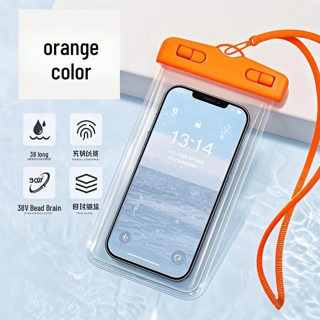 

Сенсорный прозрачный водонепроницаемый чехол для телефона для плавания и рафтинга Phones below 7.2 inches оранжевый/прозрачный