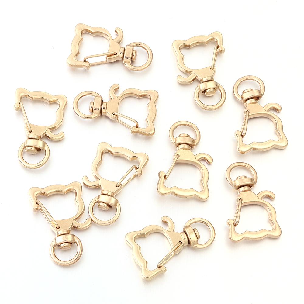 10Pcs/pack Lobster Clasps Hooks Star Blossom Heart Cat Moon Keychain Lobster for Charms Key Ring Clasp Jewelry Making Accessorie