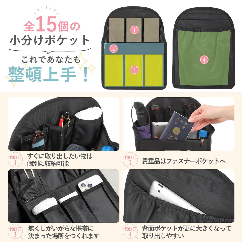 VILAU Bag-in-Bag Backpack with Improved Back Pocket, Divider, Vertical Design, PP Bottom, A4 Size