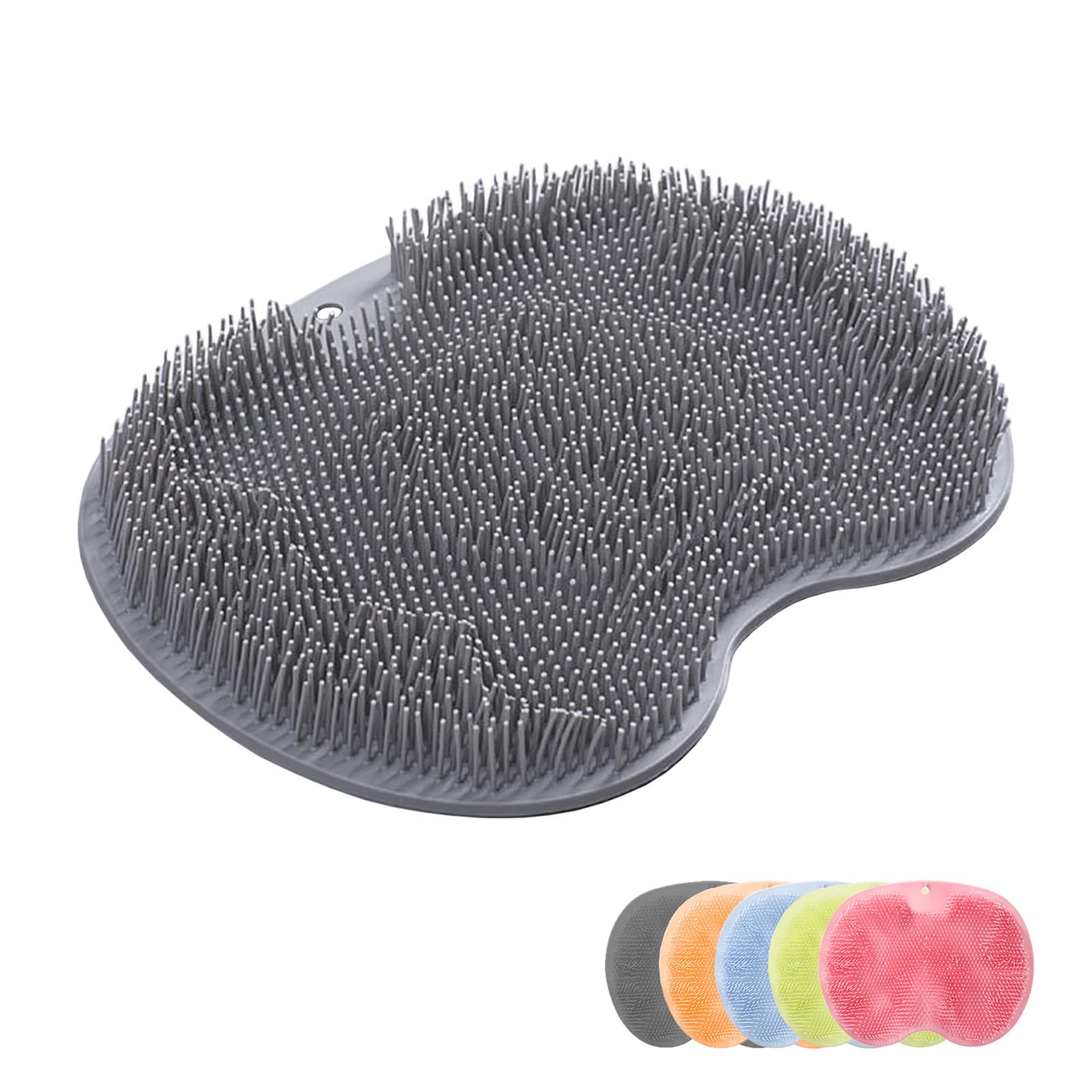 

Коврик для мытья ног TRkin с подошвой и коврик для мытья тела и спины, от запаха ног и присоски для и мягкий и мягкий для купания, щетка, серый