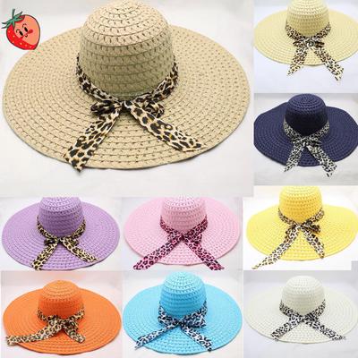 Women Summer Beach hat Big Brim Straw Hat Sun Floppy Wide Brim Hats New Bow Folding Beach Cap
