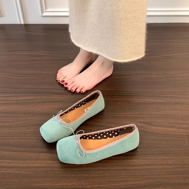 2026 New Spring Square Toe Women Ballet Flats Ladies Casual Shallow Slip On Shoes Eelgant Butterfly-knot Soft Sole Dress Shoes