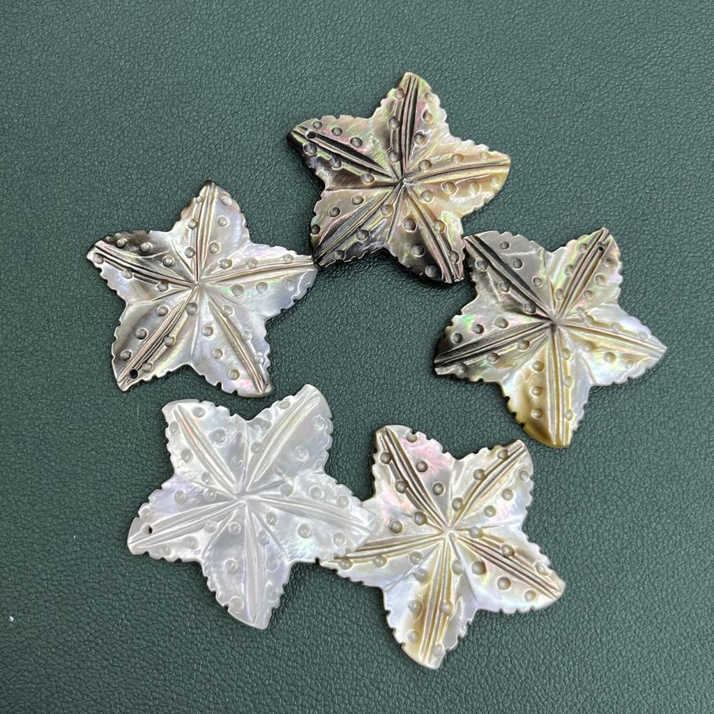 1Pc, Natural Shell Pendants, Handcrafted Star Charms In Marine Style, 32×32mm, for DIY Necklace Accessories, Jewellery Making, Crafts for Men Women