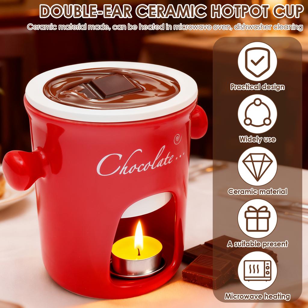 280ml Fondue Pots Fondue Mug Personal Mini Chocolate Cheese Ice Cream Fondue Maker Kit Individual Butter Melter Cup Small Warmer