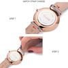 Cluse Ladies Minuit 33mm Blue Leather Band Metal Case Quartz Black Dial Analog Watch Cl30014