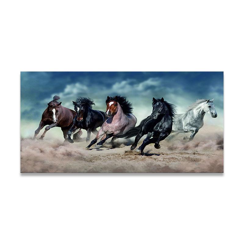 Big Size Retro Running Horses Group Galloping Canvas Painting Wall Art Animal Wall Pictures for Living Room Decoration Cuadros