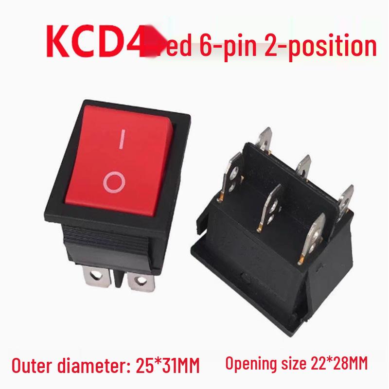 KCD4 Rocker Switch: 16A, 250V, 4/6 Pins, 2/3 Positions, with Lighted Reset Button