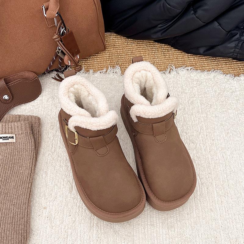 

Winter new heightened snow boots women s fleece thickened non-slip snowproof warm zipper plush cotton shoes 40