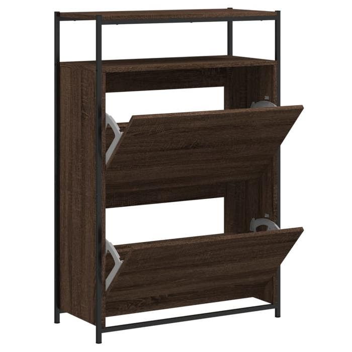 VidaXL Shoe Cabinet Brown Oak 75x34x112 Cm Engineered Wood 840038