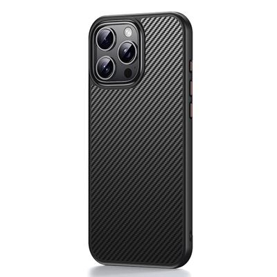 For iPhone 16 Pro Magnetic Case Compatible with MagSafe Carbon Fiber Texture PC+TPU Cover