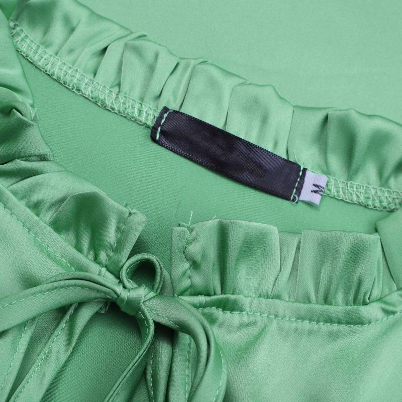 Women's Shirt Spring New Elegant Solid Colour Round Neck Long Sleeve Tie Straight Satin Blouse