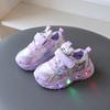 Girls Light Up Sneakers 1-3 Years Soft Sole Breathable Leather Toddler Shoes for Spring Autumn Casual Walking