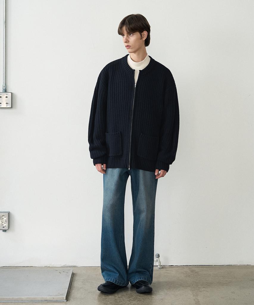 Draw Fit Constant Bulky Round Zip-Up Knit [Navy]
