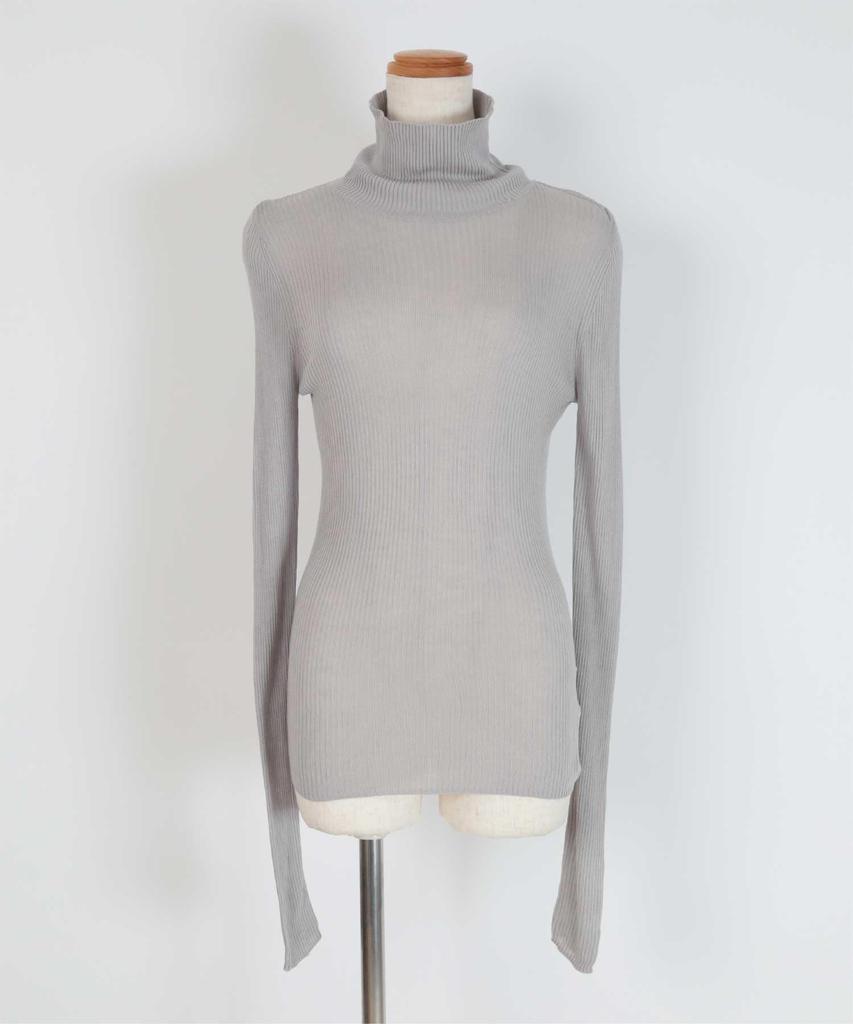 Yours High Neck Ribbed Sheer Knit BEXP4179 L Light Gray Women's
