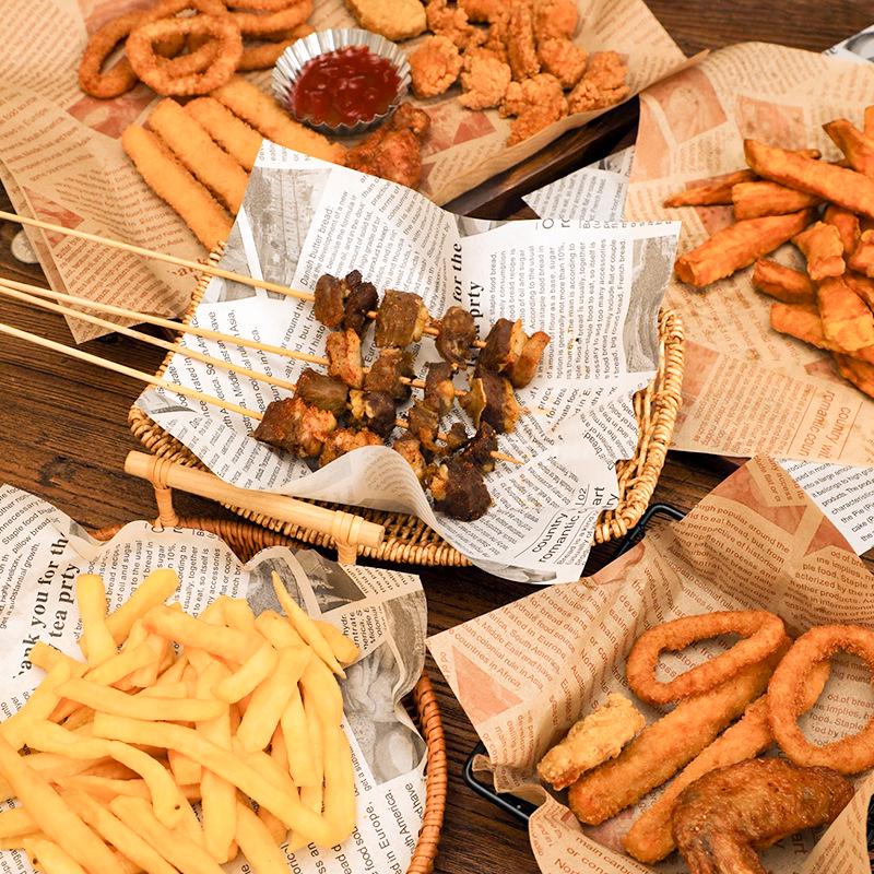 Oil-Proof Snack Mat & Air Fryer Paper - Thick, Oil-Blocking Paper for Hamburgers, Sandwiches, and Trays