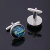 Funny Glass Cabochon Art Picture Cufflinks Van Gogh The Starry Night  Pattern Round Sleeve Button