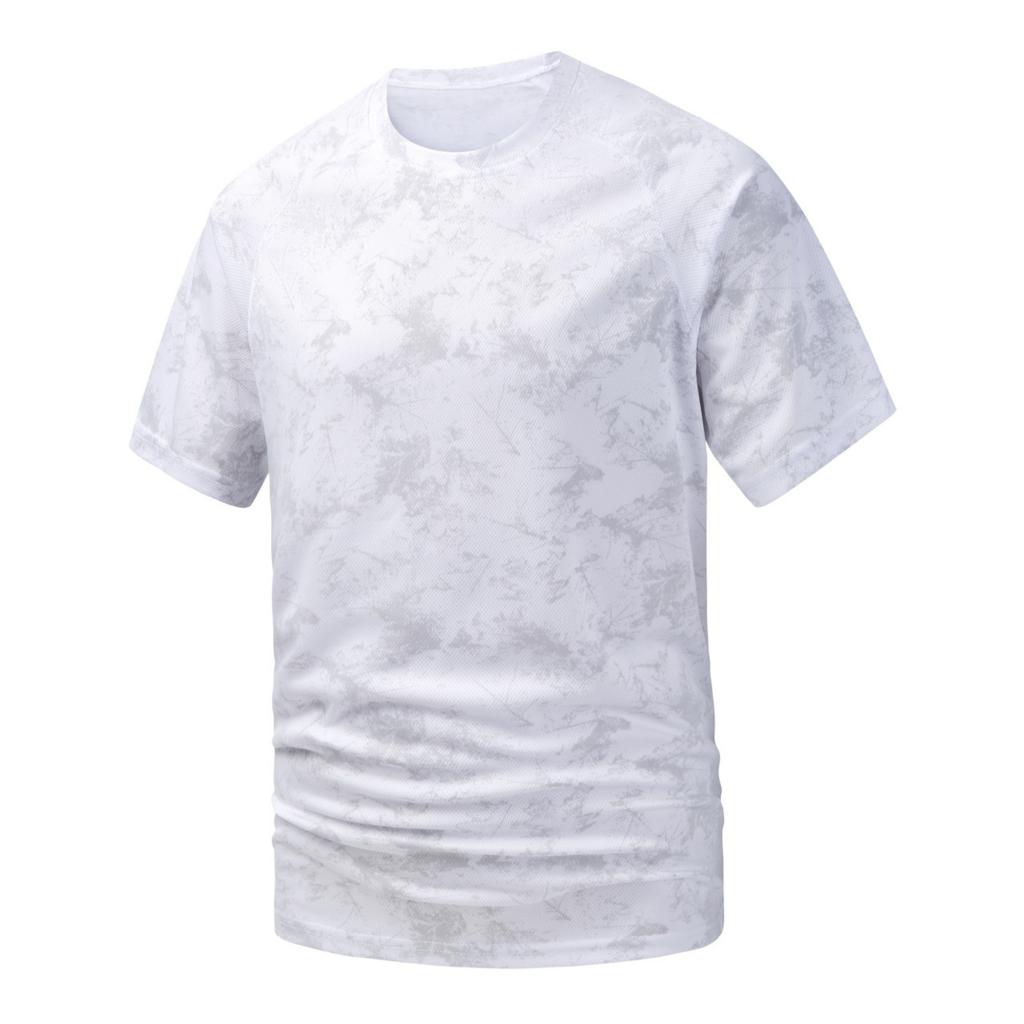 Men's Camouflage Print Lightweight Breathable Quick Dry Fitness Sports T Shirt Short Sleeve Top for Outdoor Training and Gym