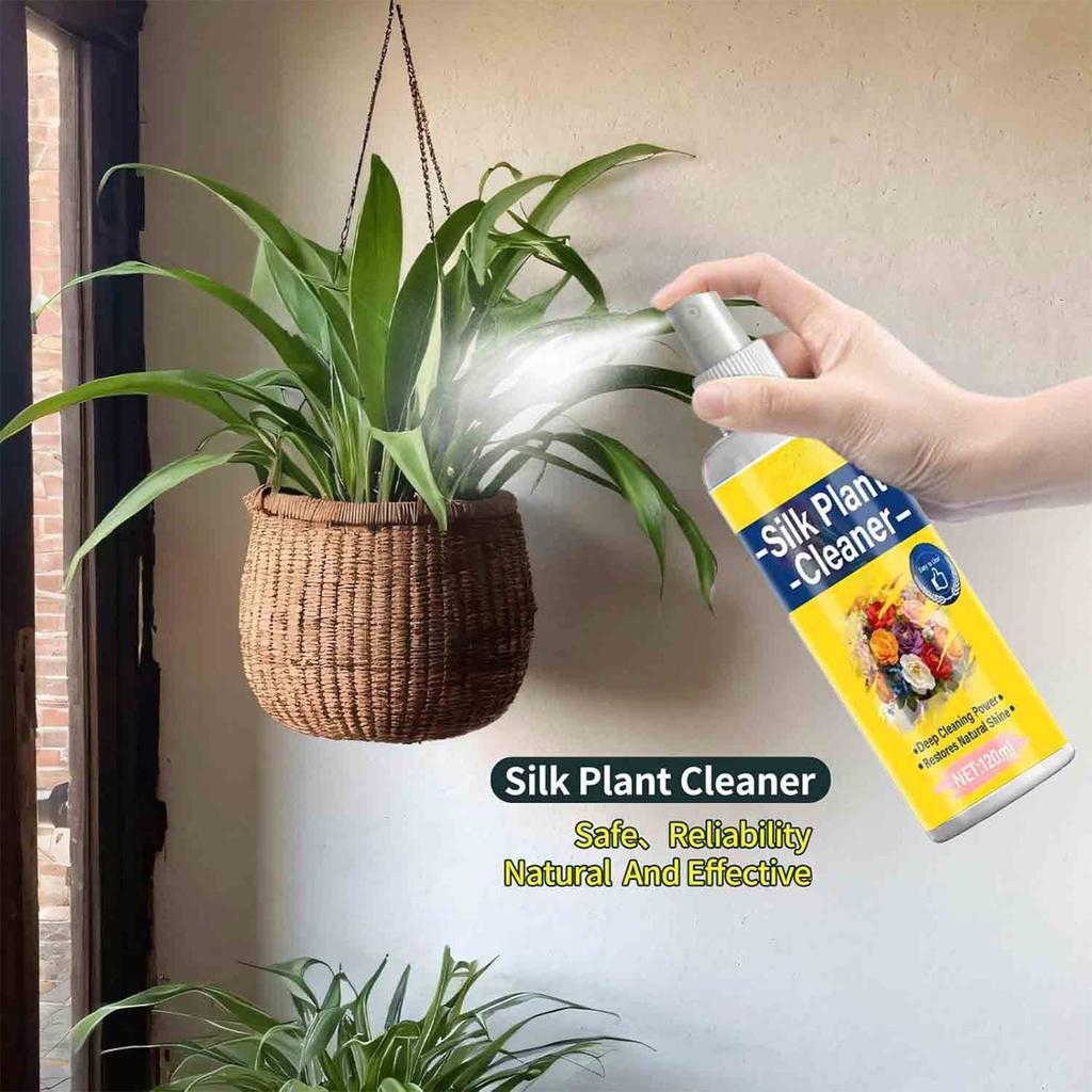 Seidenpflanzen-Reinigungsspray 120 ml mit Mikrofasertuch zur Staubentfernung und Oberflächenpflege Geeignet für künstliche Blumen und Blattwerk
