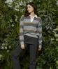 KANDINI Gray Striped Knit Polo Shirt
